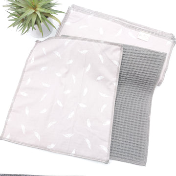 Essuie-tout lavable -  rose plume (intérieur gris) - lot de 8 feuilles