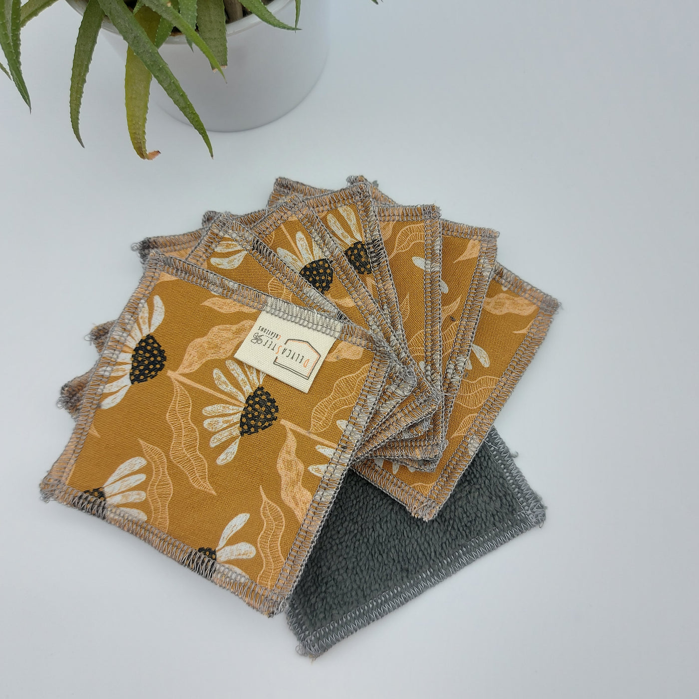 DelycaStef - lingettes démaquillantes - lot de 8 - marguerite bronze