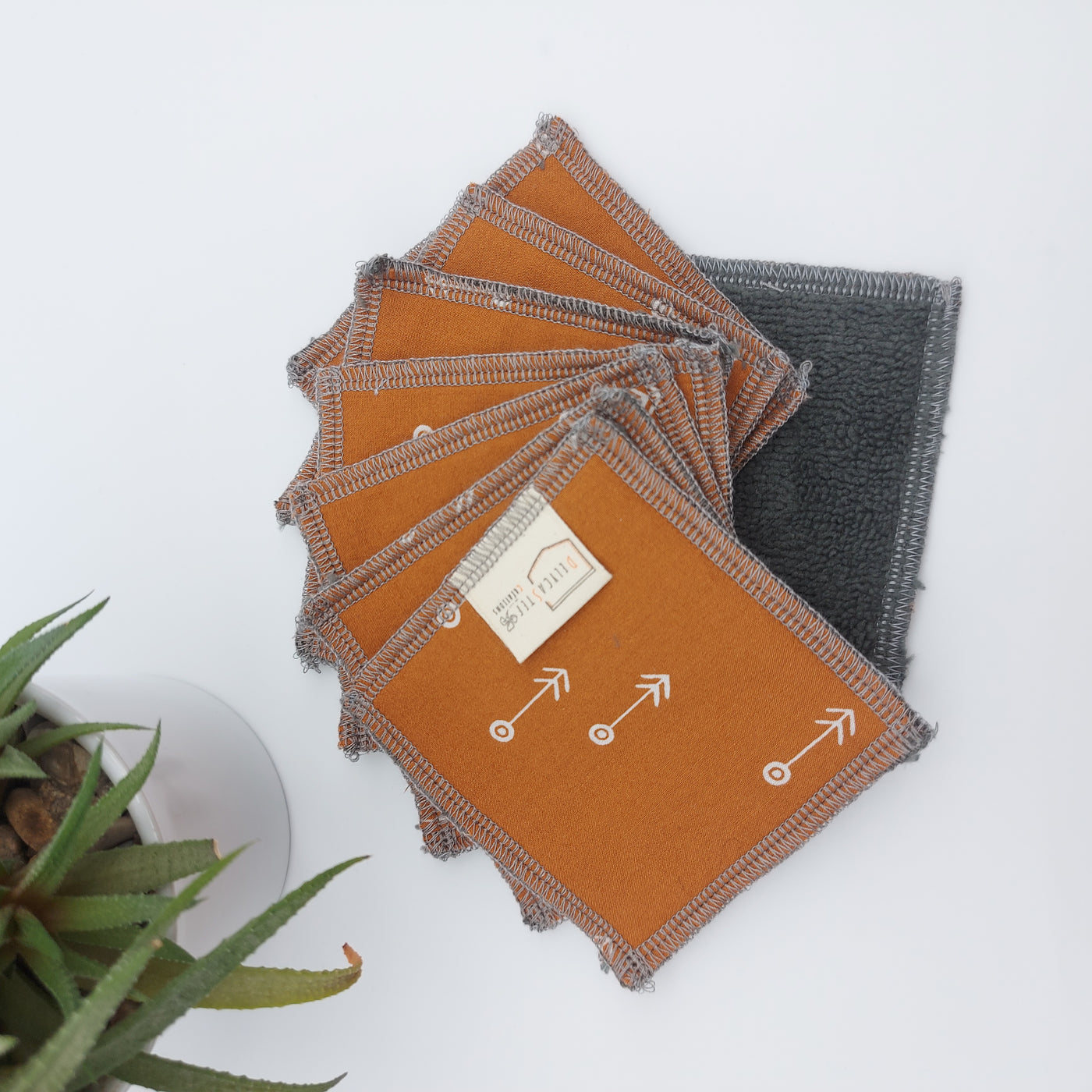 DelycaStef - lingettes démaquillantes - lot de 8 - rouille fleche