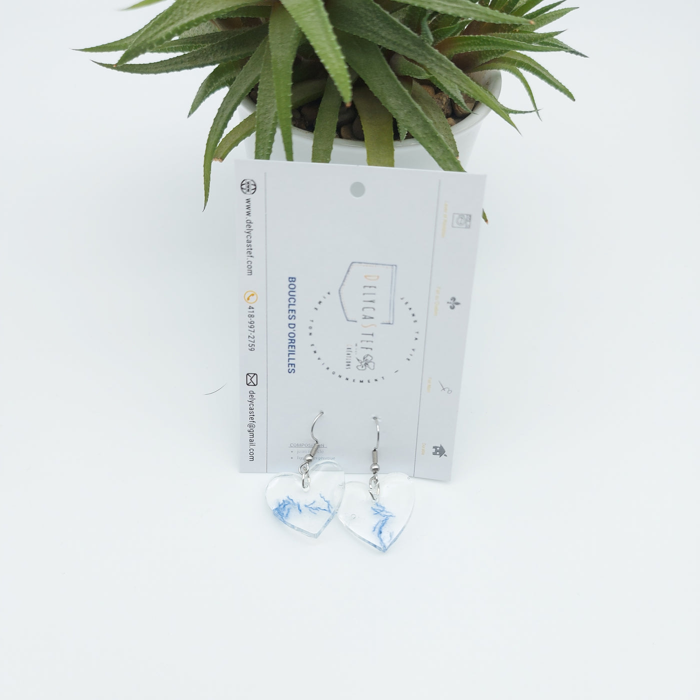 DelycaStef boucle oreilles coeur denim 