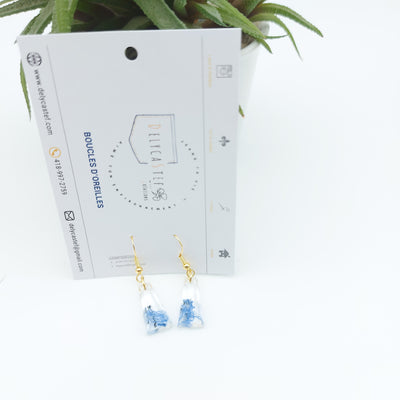 DelycaStef boucle oreilles trapeze denim clair et or