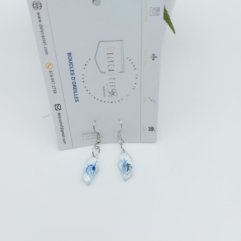 Delycastef boucles oreilles pendante diamant denim 