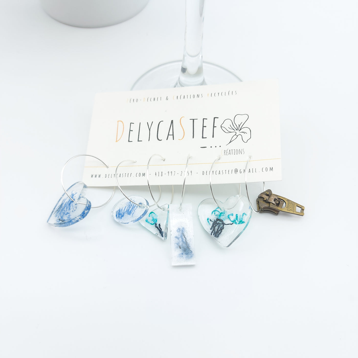 Delycastef identificateurs verre vert denim