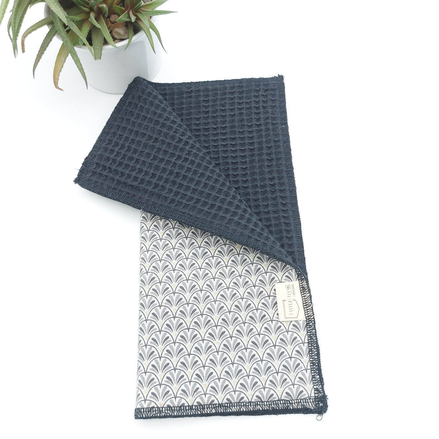 Essuie-tout lavable unite eventail gris nid abeille noir - DelycaStef