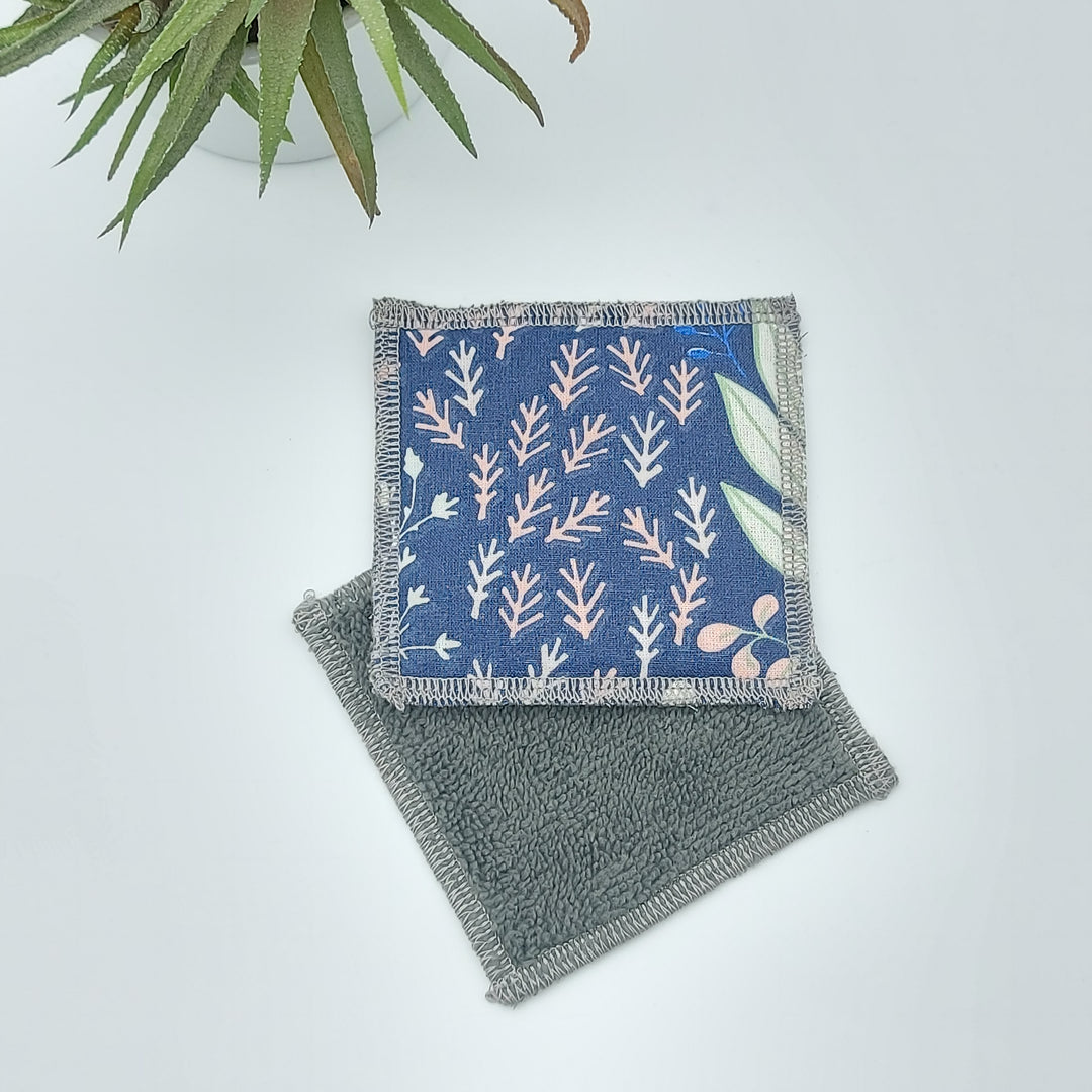 lingette demaquillante bambou douce unite bleu grosses fleurs - DelycaStef