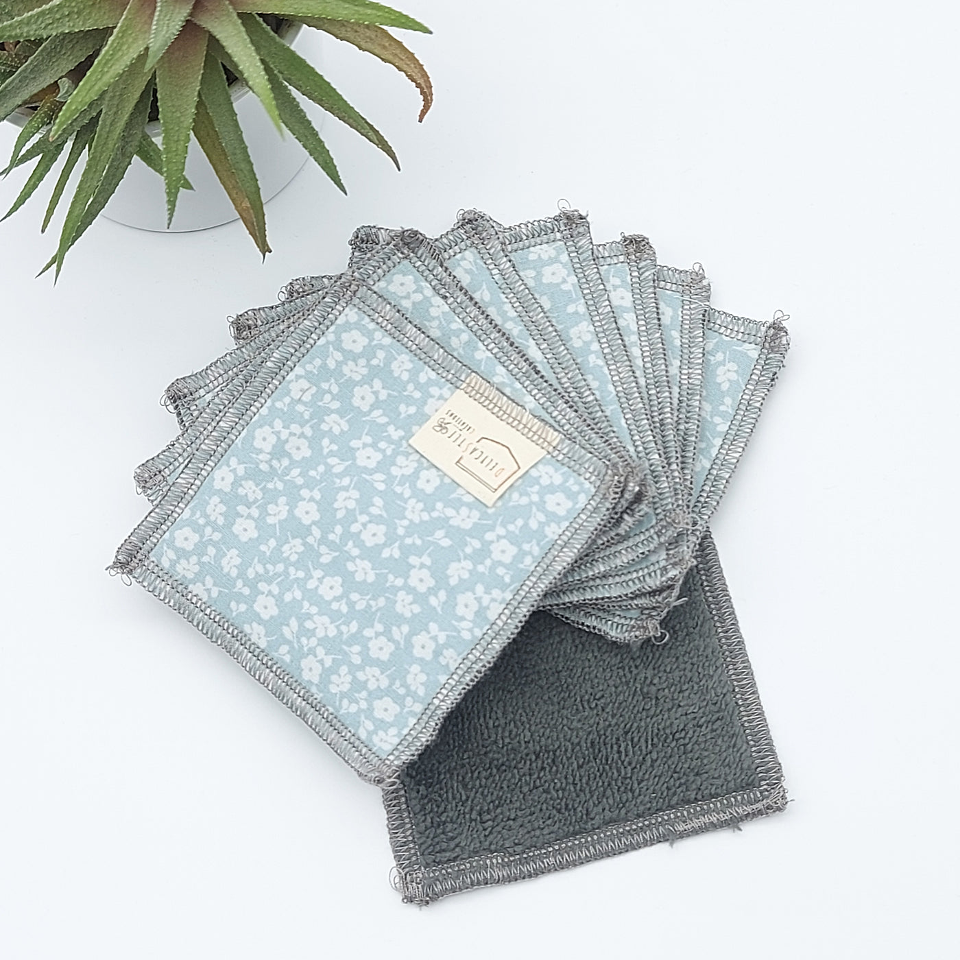 lingette demaquillante lot de 8 bambou douce bleu clair fleur