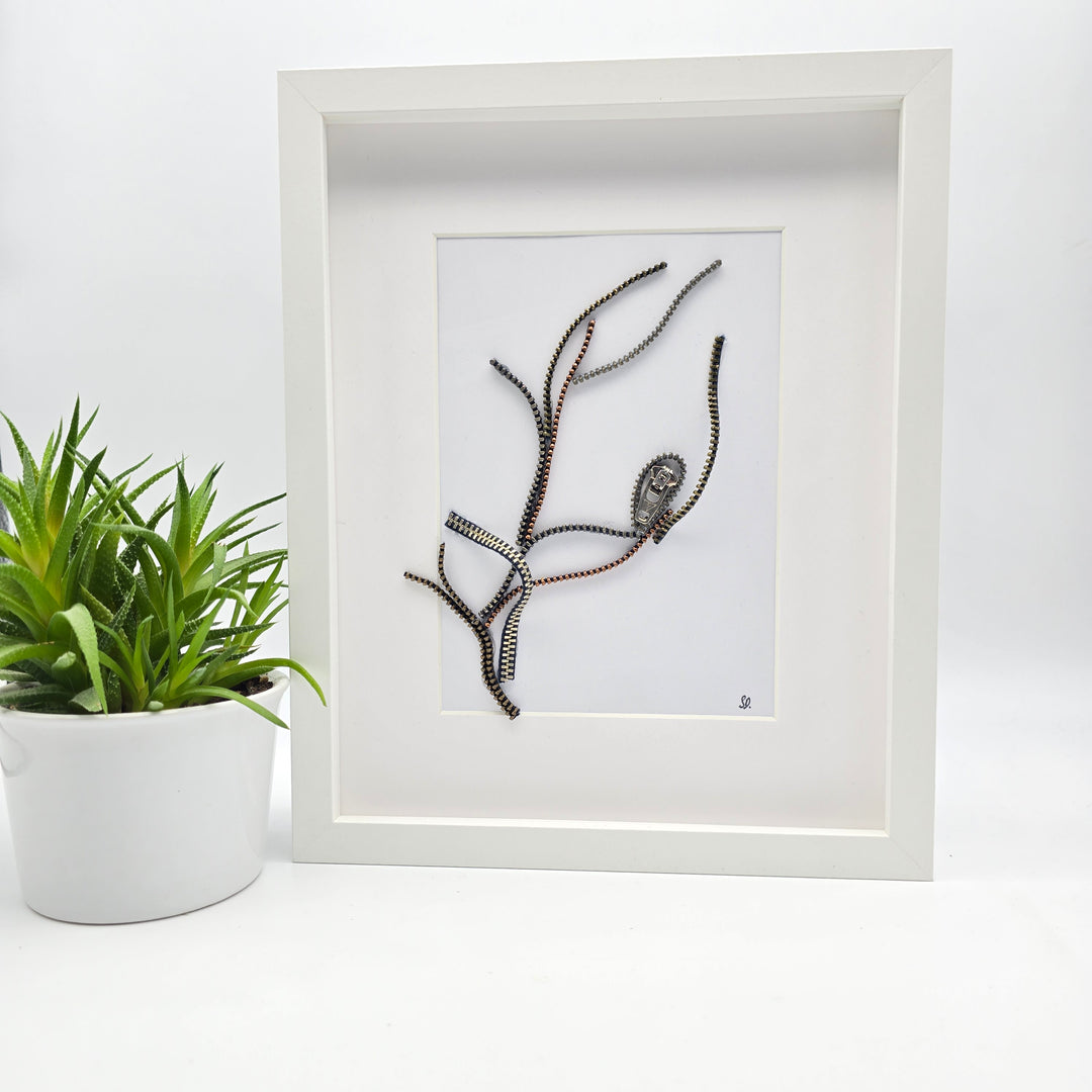 Cadre décoratif – Art en denim recyclé - grand - branche