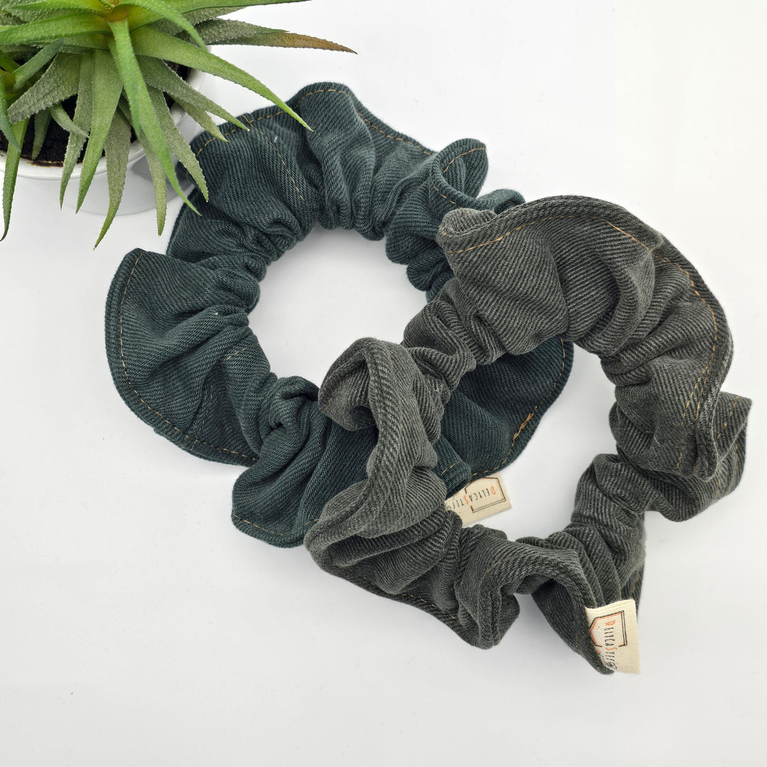 Chouchou à cheveux - denim vert foncé