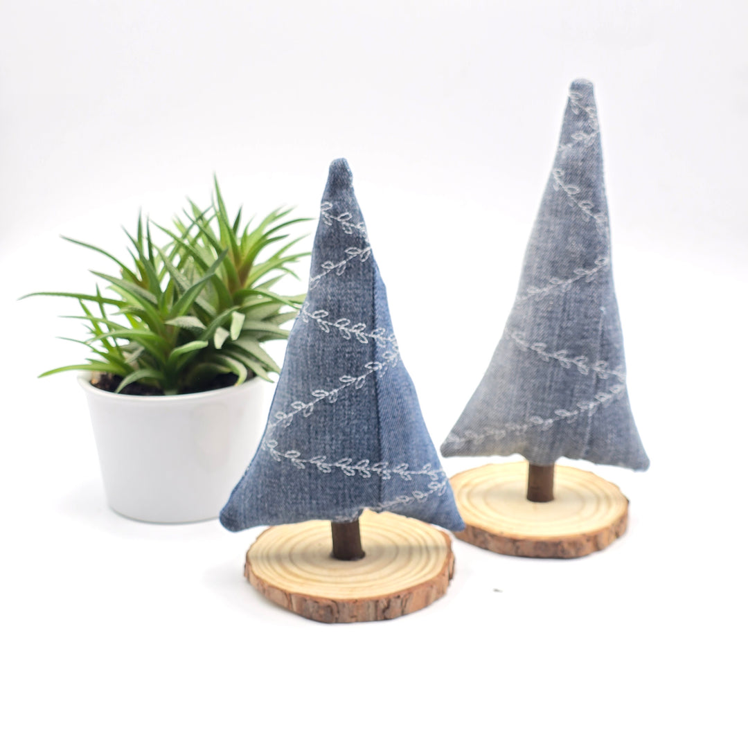 Sapin décoratif - grand - denim revalorisé - bleu