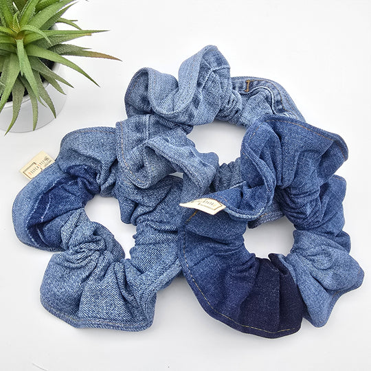 Chouchou à cheveux - denim bleu