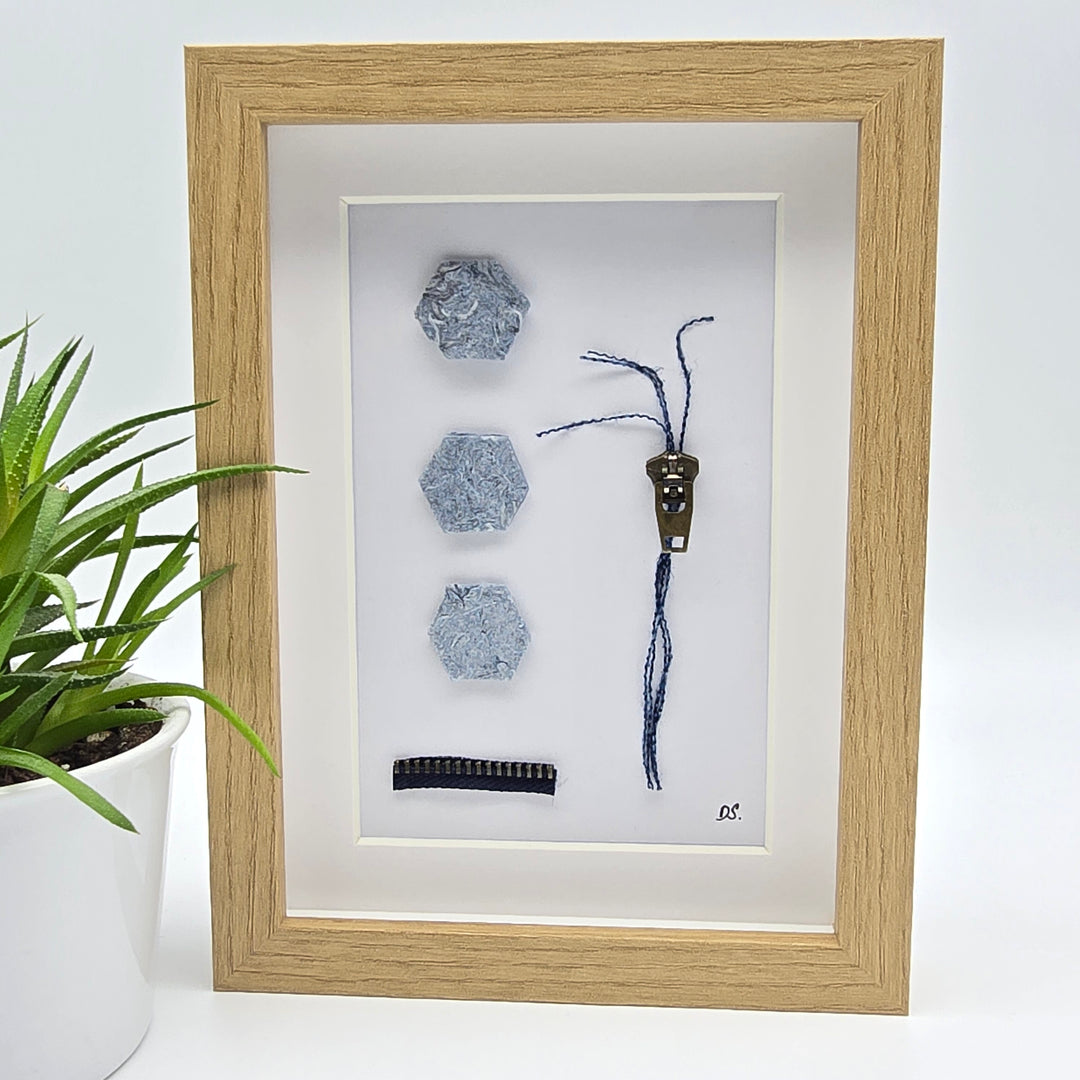 Cadre décoratif – Art en denim recyclé - organique