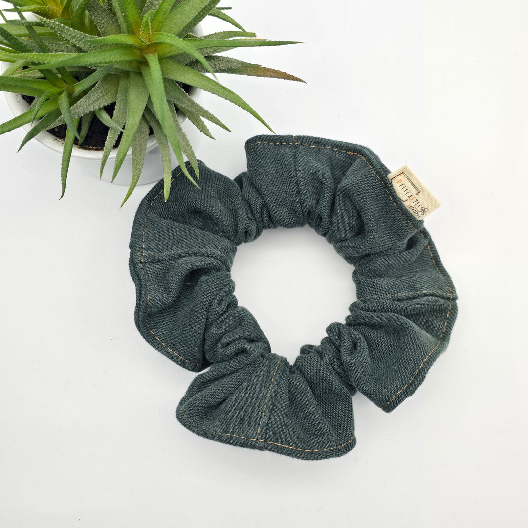 Chouchou à cheveux - denim vert foncé