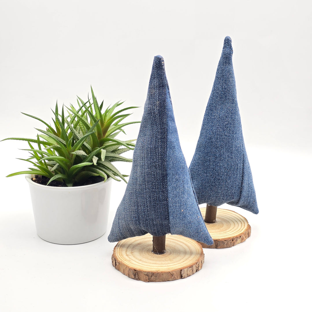 Sapin décoratif - grand - denim revalorisé - bleu