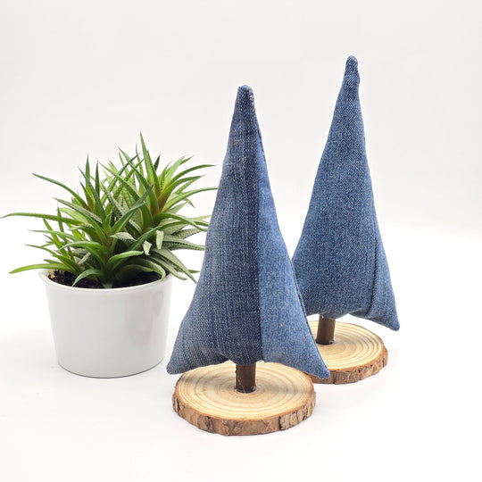 Sapin décoratif - grand - denim revalorisé - bleu