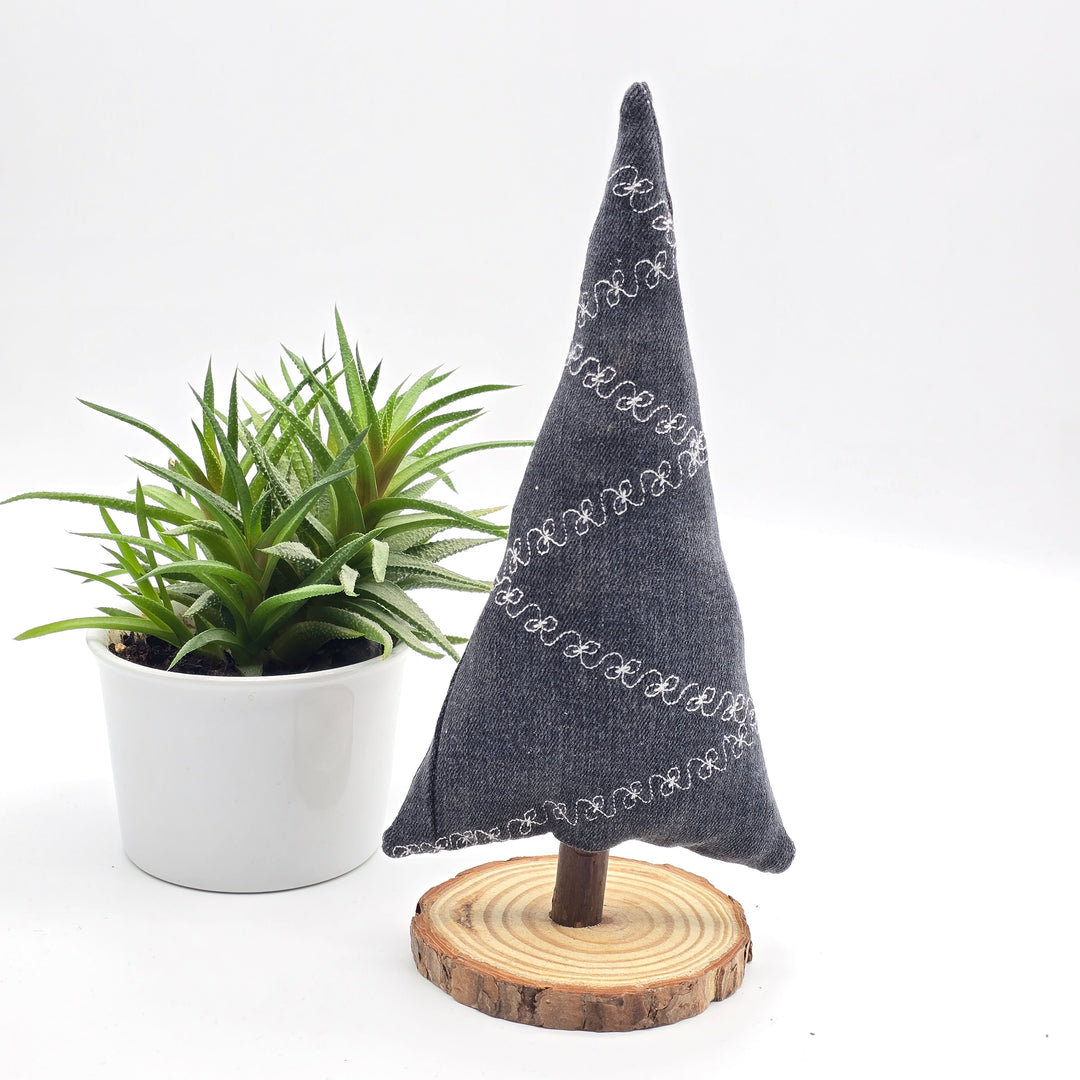 Sapin décoratif - grand - denim revalorisé - noir