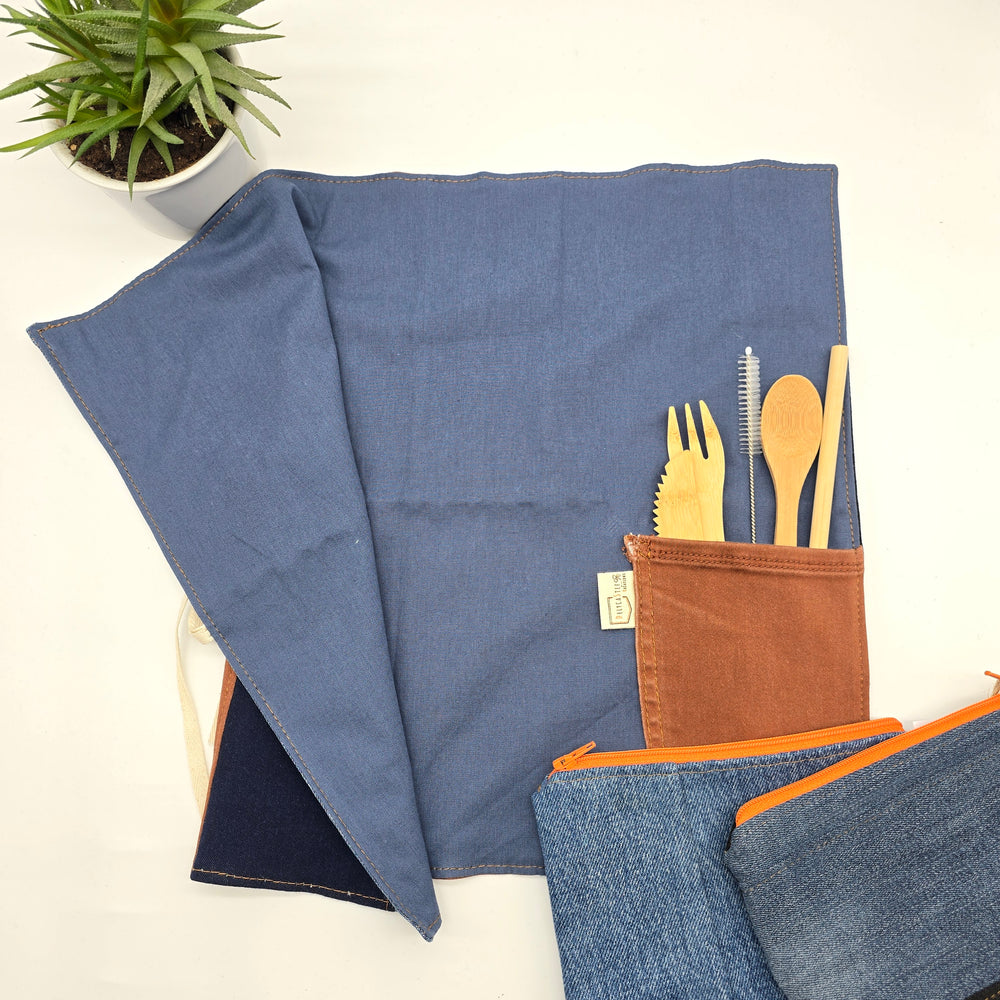 Napperon - jean recyclé - bleu uni