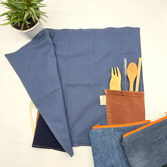 Napperon - jean recyclé - bleu uni