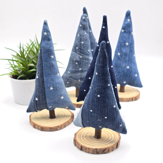 Sapin décoratif - grand - denim revalorisé - bleu