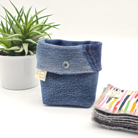 Pochette de rangement pour lingettes démaquillantes - denim foncé