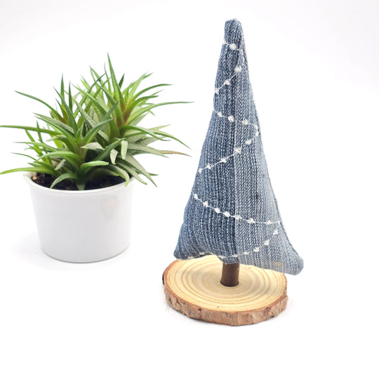 Sapin décoratif - grand - denim revalorisé - bleu