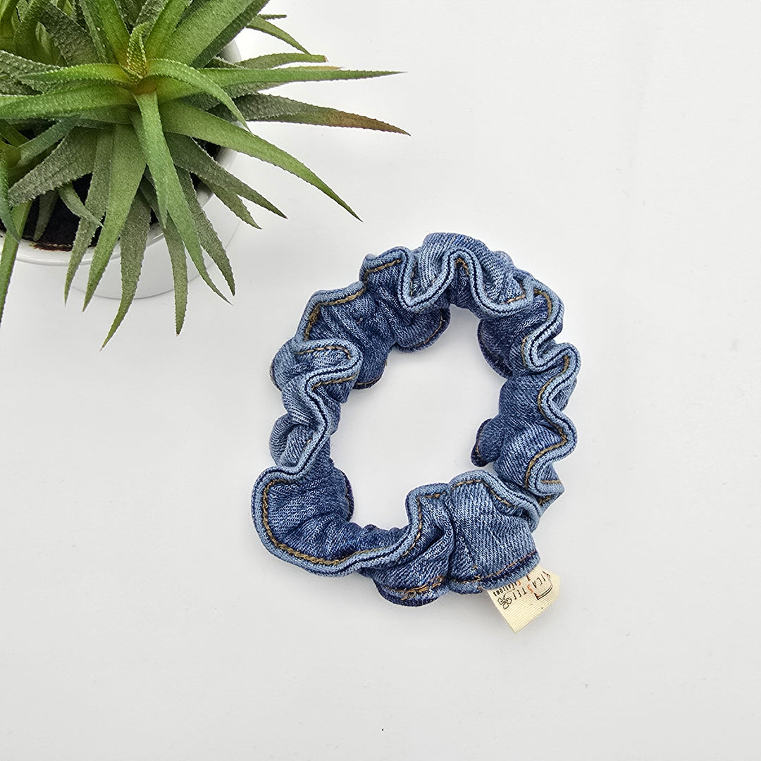 Chouchou à cheveux - denim bleu