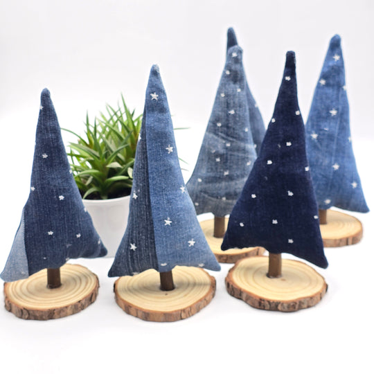Sapin décoratif - grand - denim revalorisé - bleu