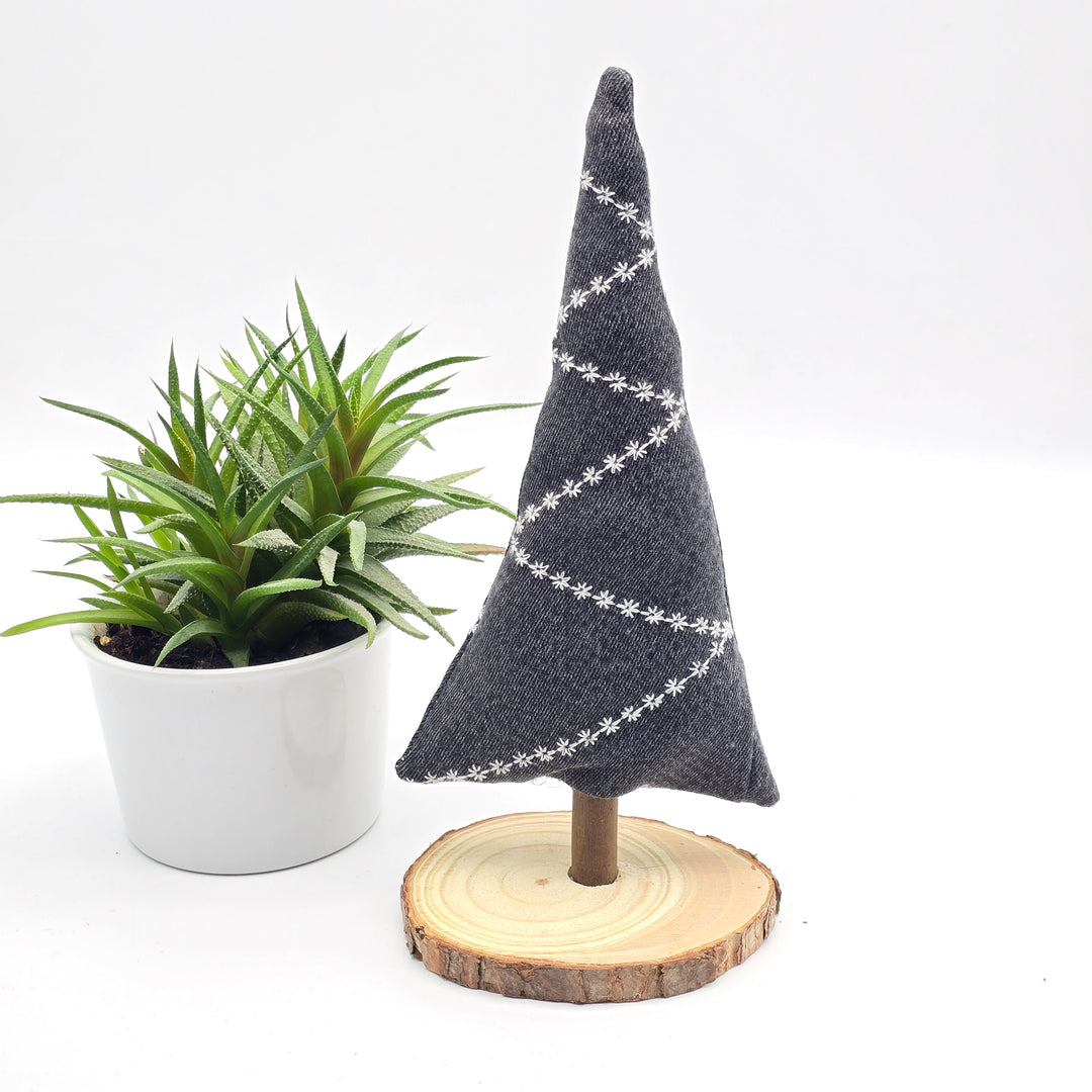 Sapin décoratif - grand - denim revalorisé - noir