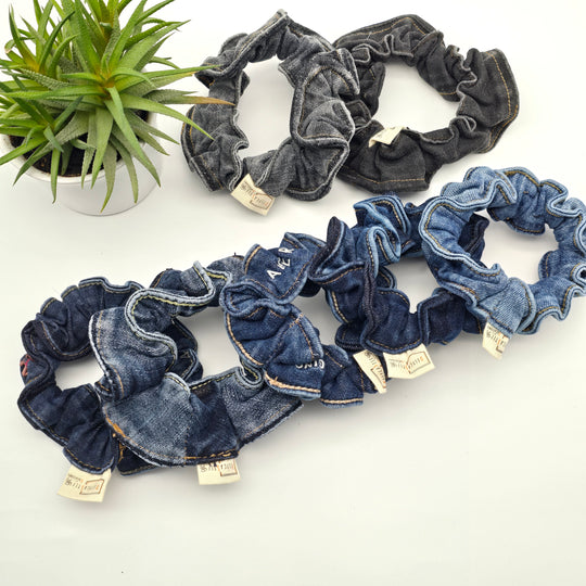 Chouchou à cheveux - denim bleu