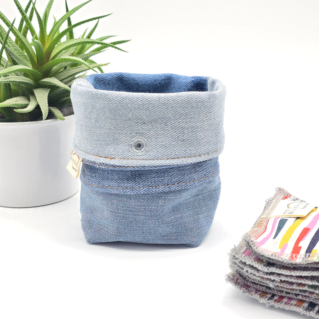 Pochette de rangement pour lingettes démaquillantes - denim clair