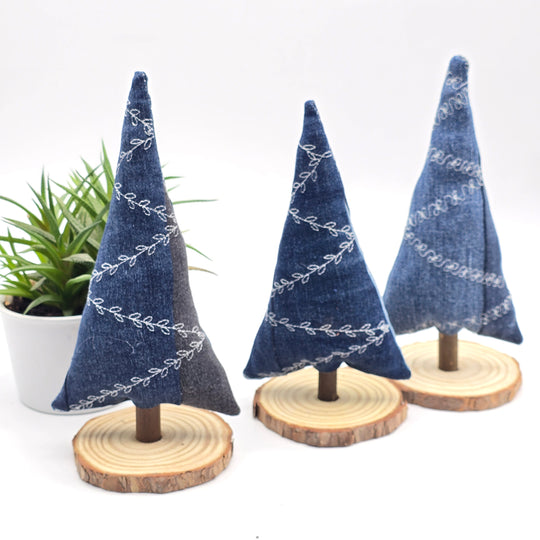 Sapin décoratif - grand - denim revalorisé - bleu