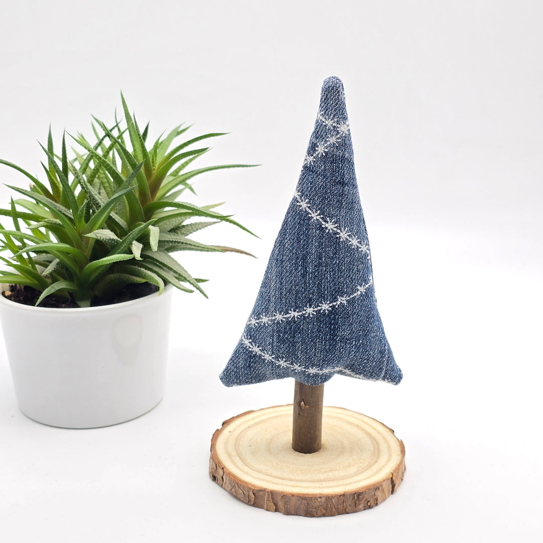 Sapin décoratif - grand - denim revalorisé - bleu