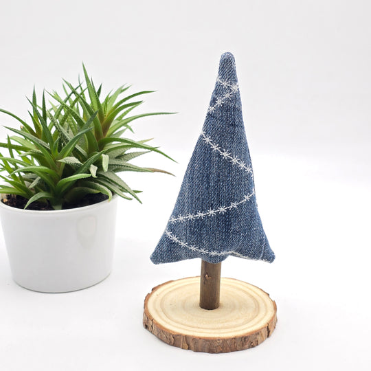 Sapin décoratif - grand - denim revalorisé - bleu