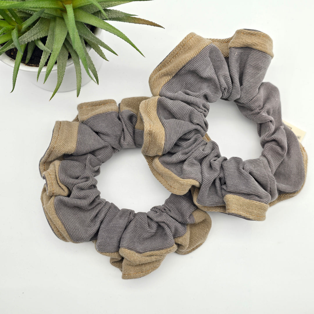 Chouchou à cheveux - denim beige et taupe