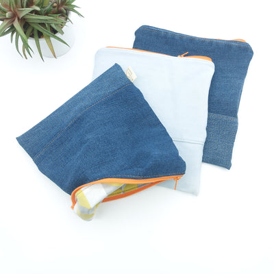 DelycaStef sac sandwich refermable lavable jeans recyclé denim bleu interieur jaune 