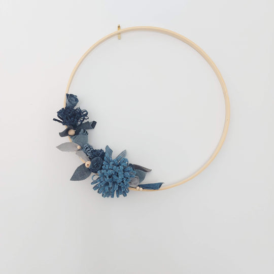 Bamboo and recycled denim decorative wreath - XL - 2