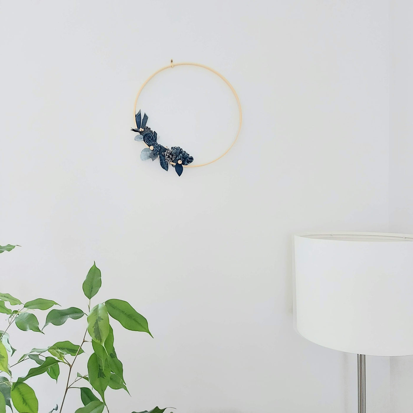 Bamboo and recycled denim decorative wreath - XL - 5