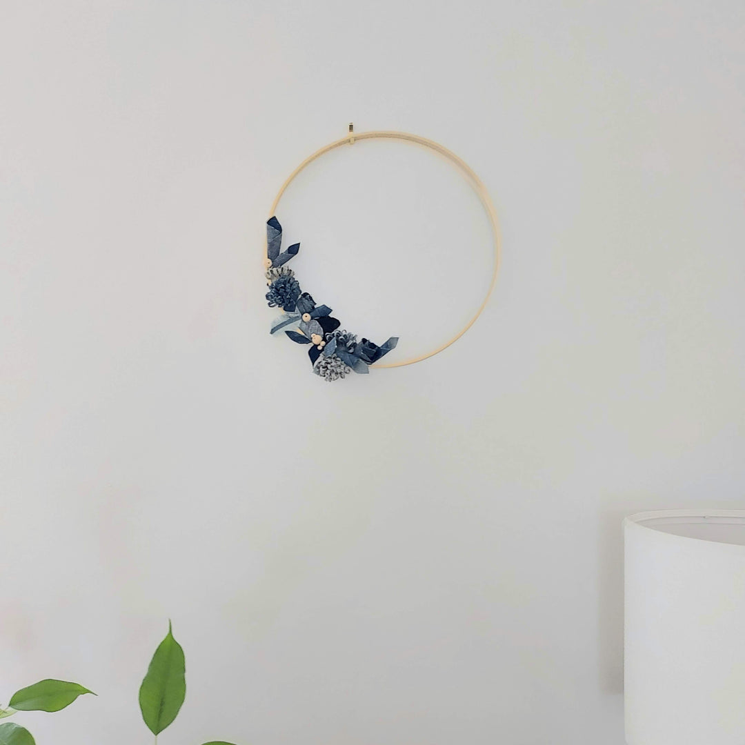 Bamboo and recycled denim decorative wreath - XL - 6