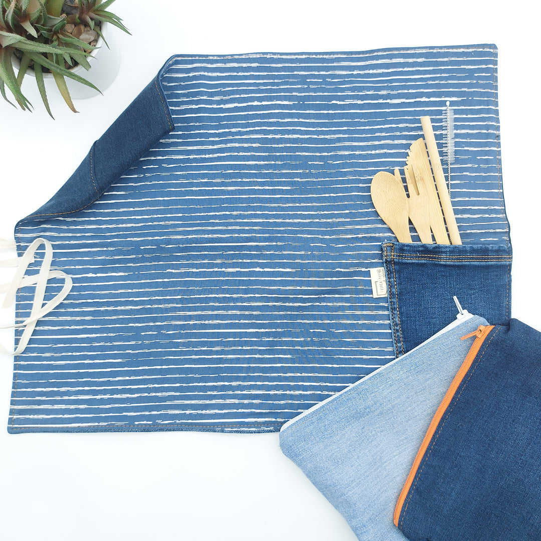 DelycaStef napperon bleu lignes