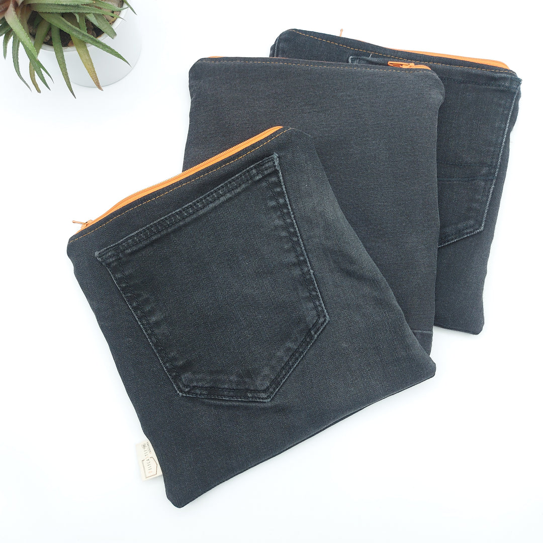 DelycaStef sac sandwich refermable lavable jeans recyclé denim noir interieur triangle 1