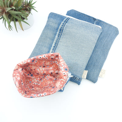 DelycaStef sac sandwich refermable lavable jeans recyclé rose fleur trio
