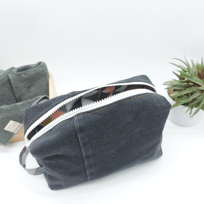 DelycaStef trousse de toilette rectangle noir triangle