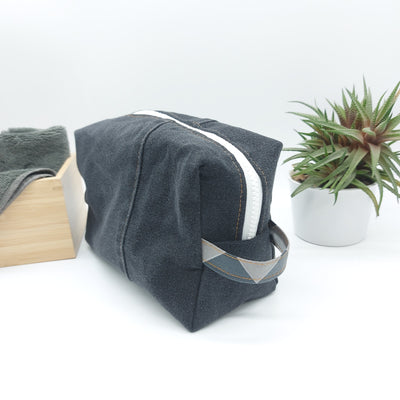 DelycaStef trousse de toilette rectangle noir triangle
