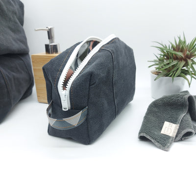 DelycaStef trousse de toilette rectangle noir triangle