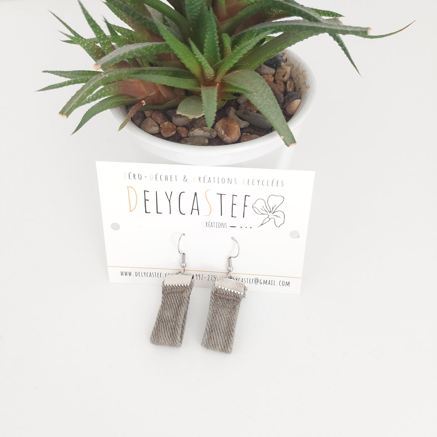 delycastef boucle oreille pendante passant kaki