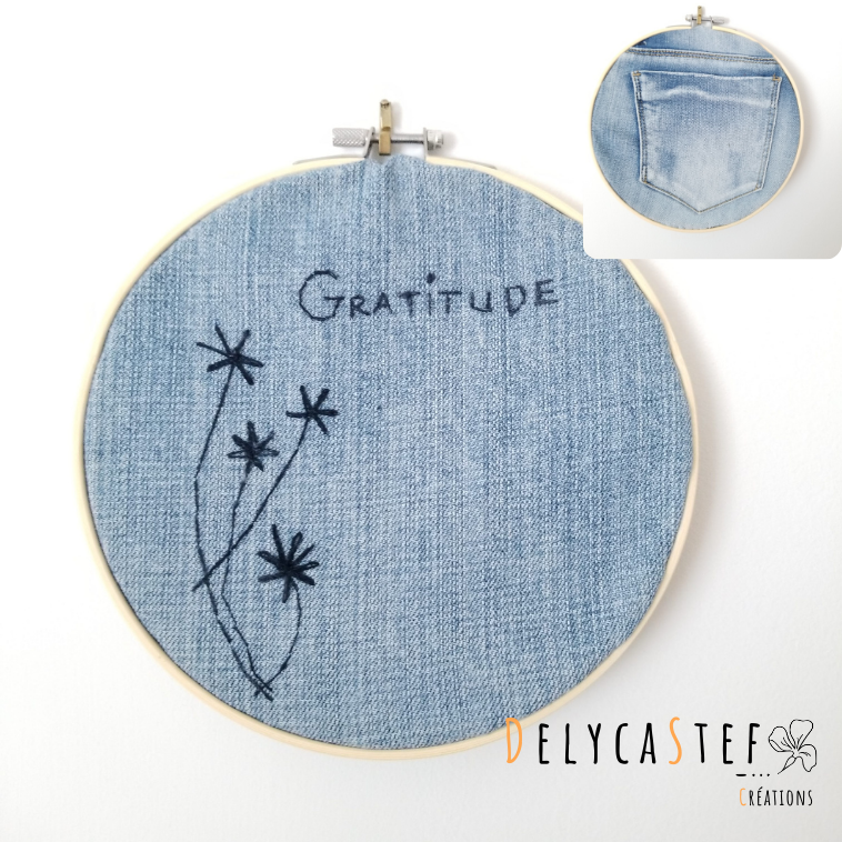 Broderie décorative double face - grand format - Gratitude - Delycastef