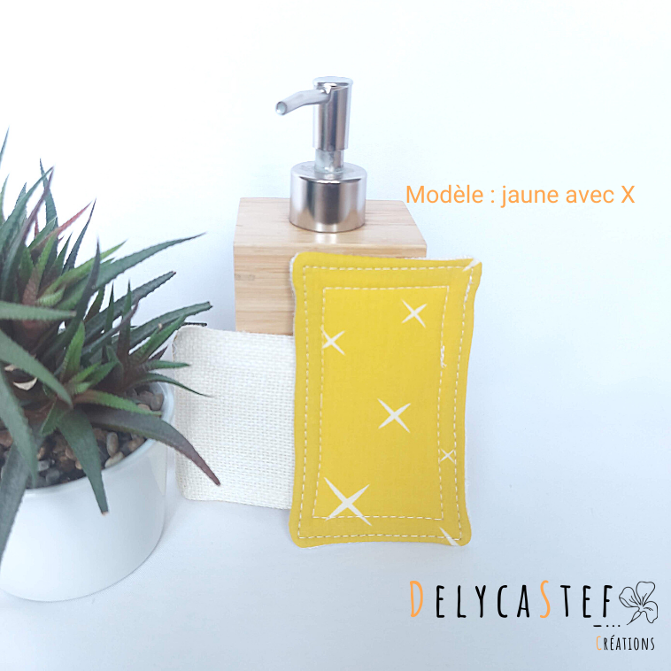 Éponge lavable et réutilisable - jaune avec croix - Delycastef