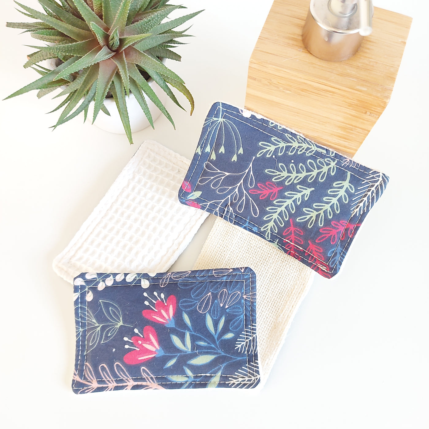delycastef eponge lavable lot 2 bleu grosses fleurs