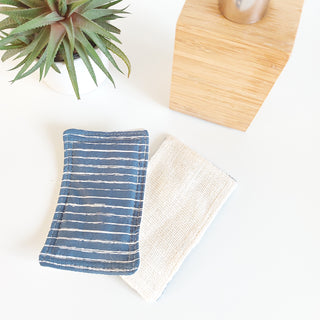 Éponge lavable et réutilisable - bleu lignes