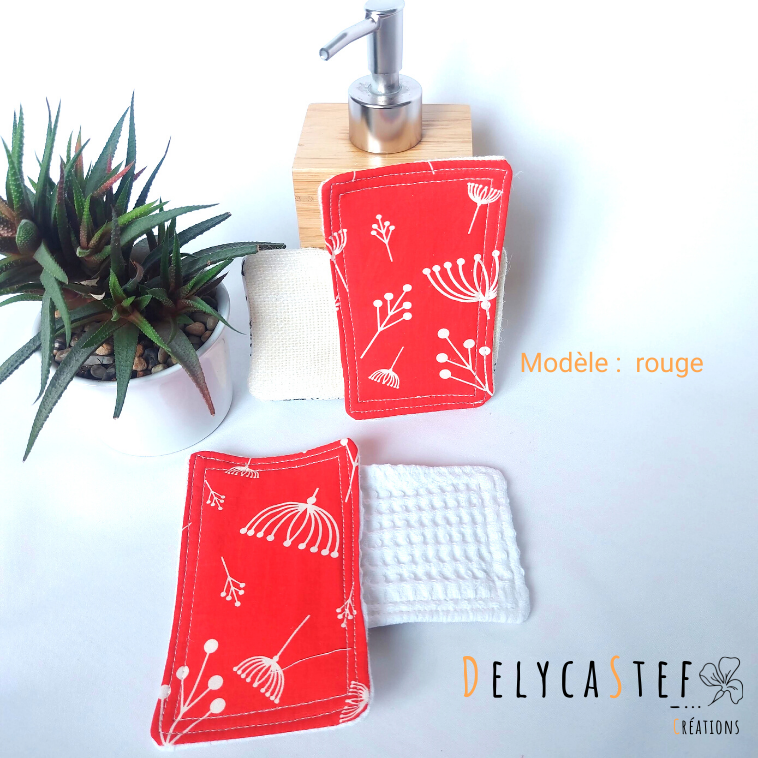 Éponges lavables et réutilisables - lot de 2- rouge - Delycastef
