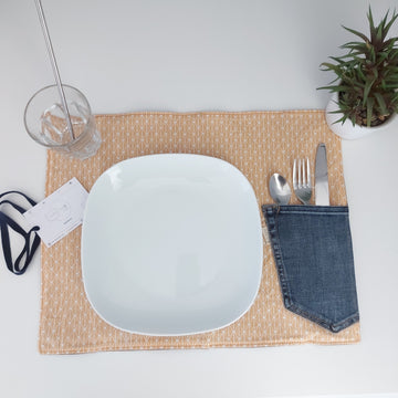 Placemat - recycled jeans - pink flower